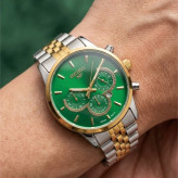 ست ساعت مردانه زنانه سیکو seiko vip بند استیل نقره ای طلایی صفحه سبز