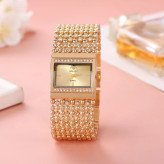 ساعت مچی زنانه دخترانه REALY jewellery طلایی تیفانی مکعبی بند دستبندی مجلسی