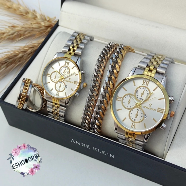 ست ساعت مردونه زنونه با دستبند و انگشتر رومانسون romanson