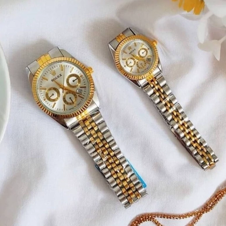 ست ساعت مردونه و زنونه رولکس تقویم دار طلایی نقره ای