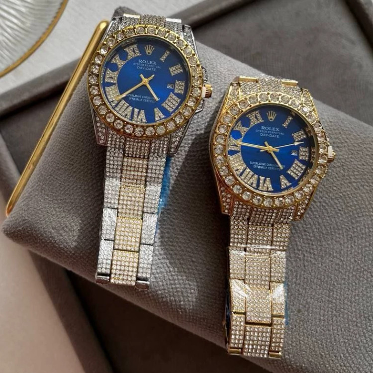 ساعت رولکس Rolex فول استون نگین دار صفحه آبی