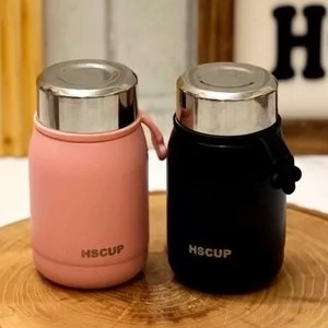 تراول ماگ مینی فلاسک قهوه HSCUP حجم 220 میلی لیتری بند سیلیکونی(همه رنگ ها موجوده )