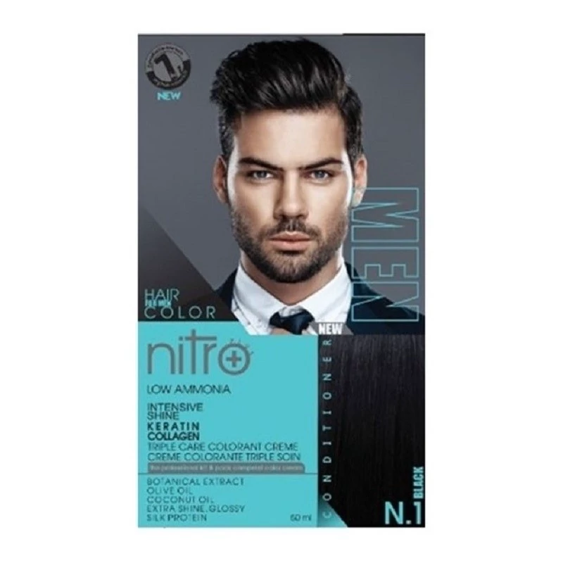 کیت رنگ مو مردانه نیترو پلاس مدل INTESIVE شماره N1 مشکی