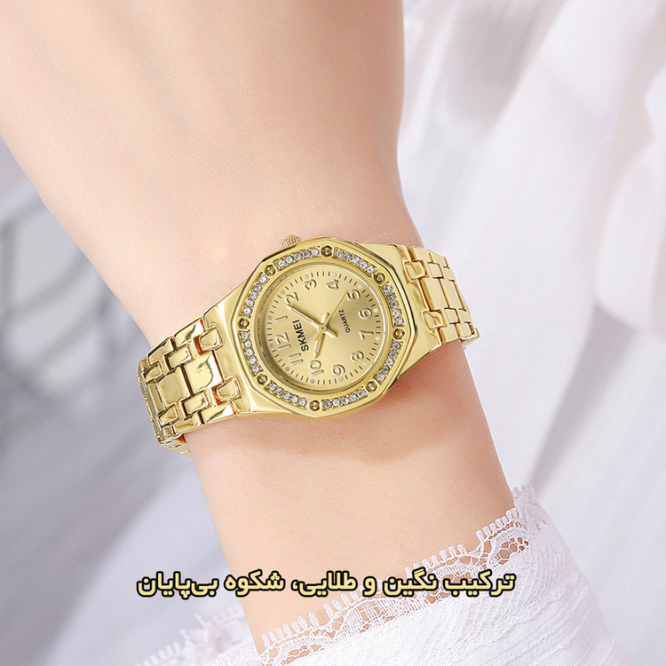 ساعت مچی عقربهای کوارتز زنانه اسکمی مدل 2508 GD