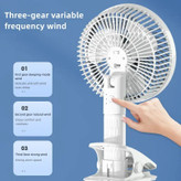 پنکه شارژی مدل Circulation Clamp Fan ظرفیت 1200 میلی آمپر ساعت