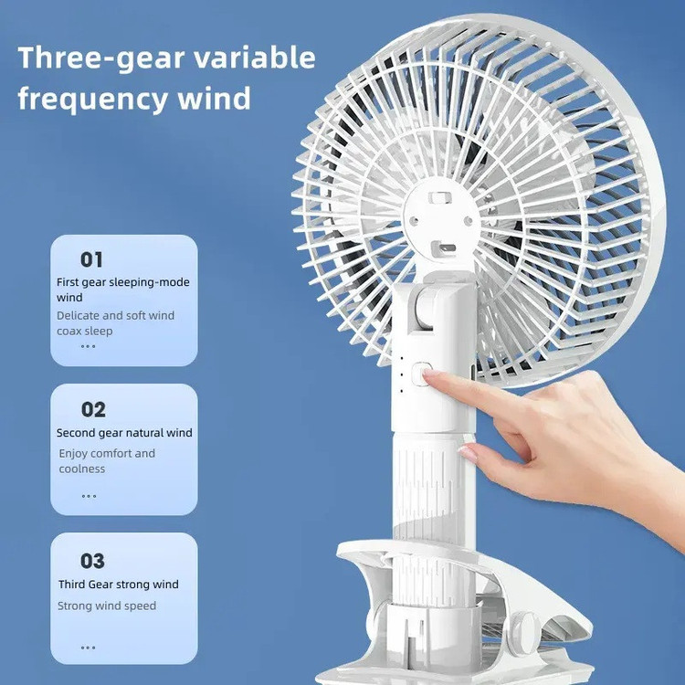 پنکه شارژی مدل Circulation Clamp Fan ظرفیت 1200 میلی آمپر ساعت