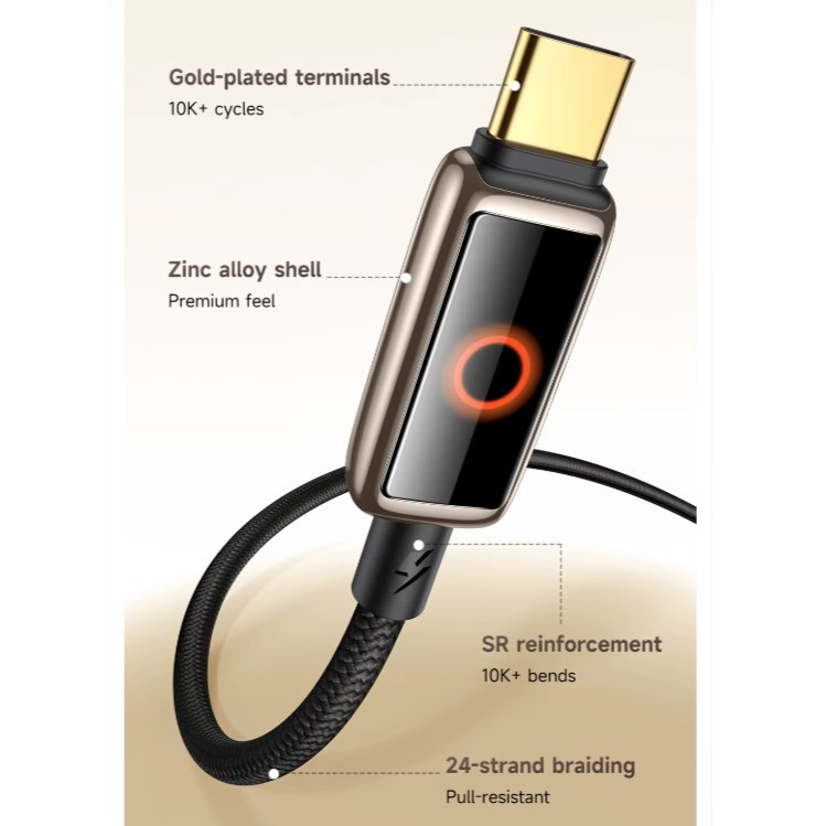 کابل USB-C مک دودو مدل 100W Halo Breathing Light CA-668 طول 1.2 متر