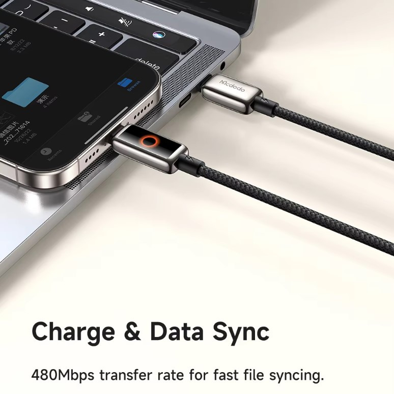 کابل USB-C مک دودو مدل 100W Halo Breathing Light CA-668 طول 1.2 متر