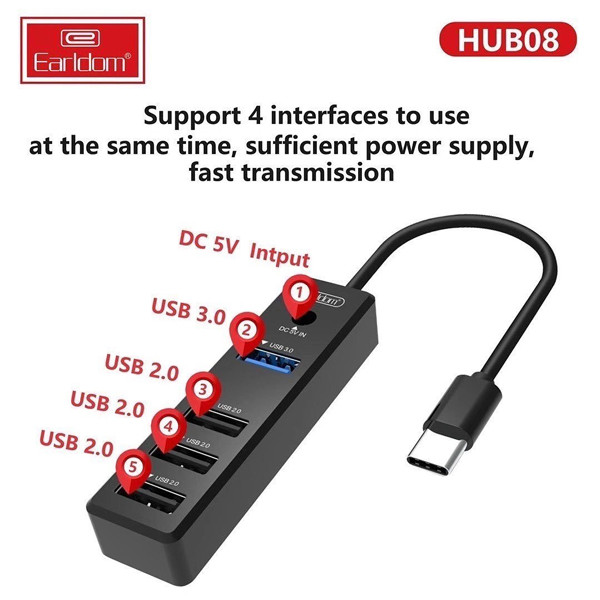هاب 4 پورت USB ارلدام مدل ET-HUB08