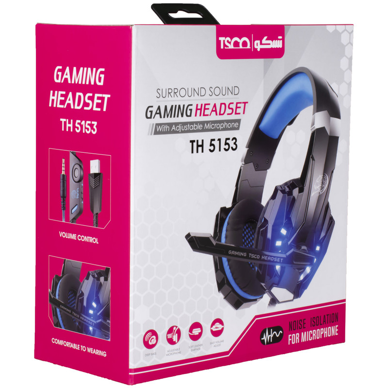 هدست گیمینگ تسکو مدل TH 5153 بدون قابلیت نویز کنسلینگ، درگاه USB، دارای میکروفون قابل چرخش با حساسیت -42 دسیبل