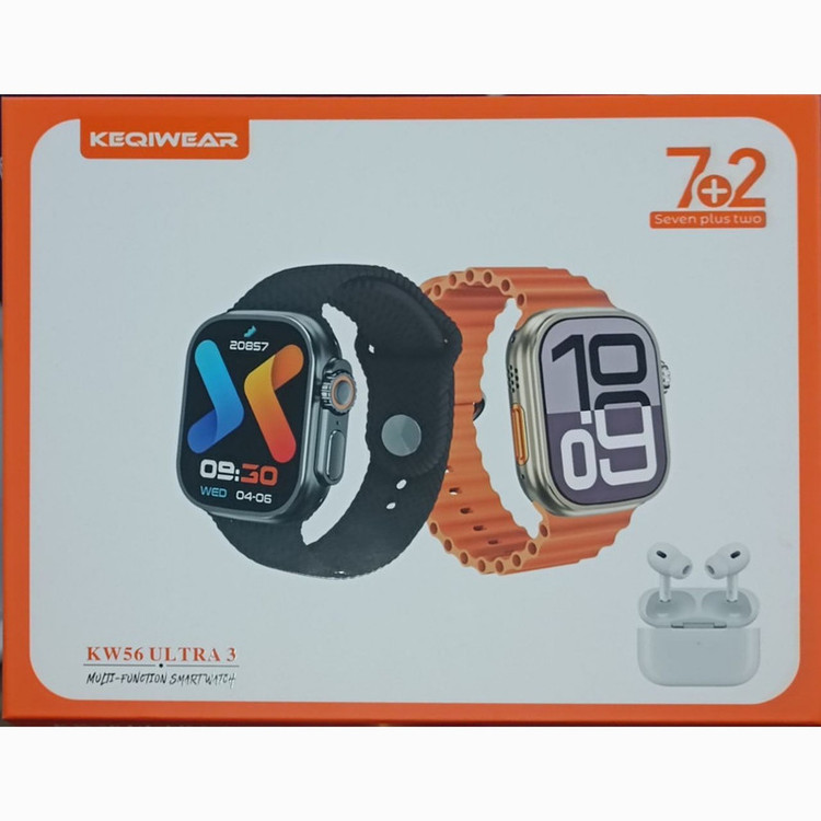 ساعت هوشمند ۴۹ میلیمتری کیکویر مدل KW56 ultra3 به همراه هدفون بلوتوثی