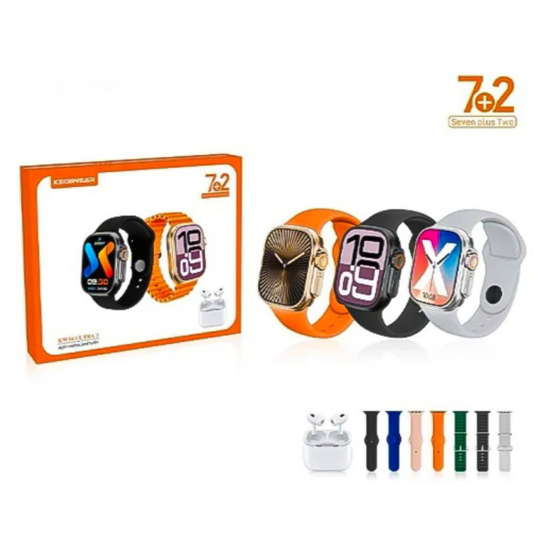 ساعت هوشمند ۴۹ میلیمتری کیکویر مدل KW56 ultra3 به همراه هدفون بلوتوثی