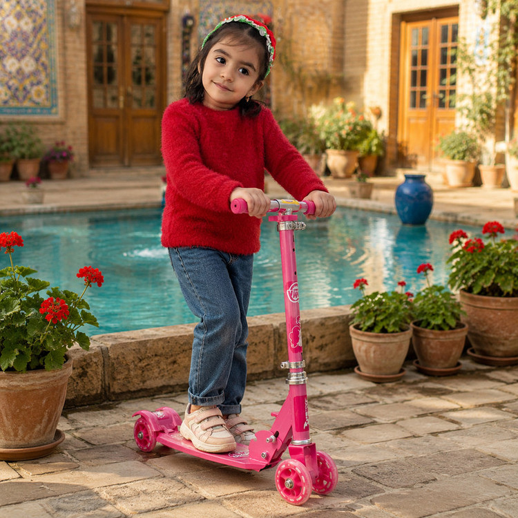 اسکوتر کودک رجال مدل چهار چرخ تاشو فلزی کد 90M ظرفیت وزنی 50 کیلوگرم