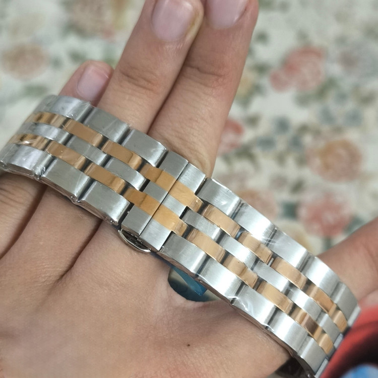 ست ساعت مچی عقربه ای زنانه و مردانه مدل سه موتور فعال بند استیل قفل پروانه ای