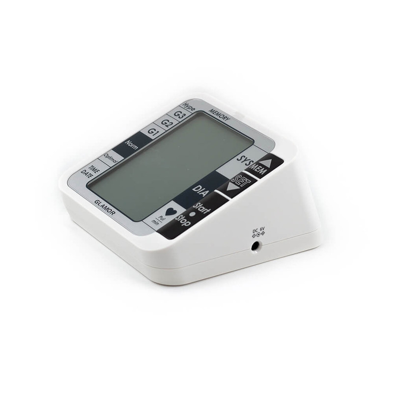 فشارسنج بازویی دیجیتال گلامور مدل TMB-1112 دو کاربره با حافظه 250 رکورد، تشخیص آریتمی، فناوری WMI، منبع انرژی برق و باتری، کاف فنری و ساده برای بازوی 22 تا 42 سانتیمتر، نمایش میانگین نتایج و خاموشی خودکار