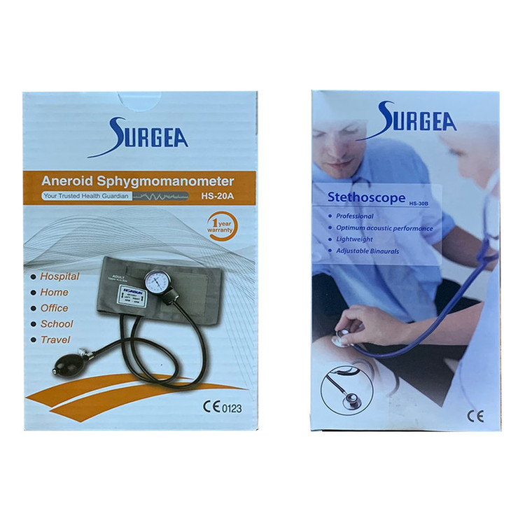 فشارسنج عقربهای سرجیا مدل HS-20A با گیج آلومینیومی، کاف نایلونی دو شیلنگ PVC بزرگسال، دریچه خروج هوای فنردار، پوار لاتکس و گوشی پزشکی همراه، سایز مناسب بازو 21 تا 41 سانتیمتر و کیف حمل
