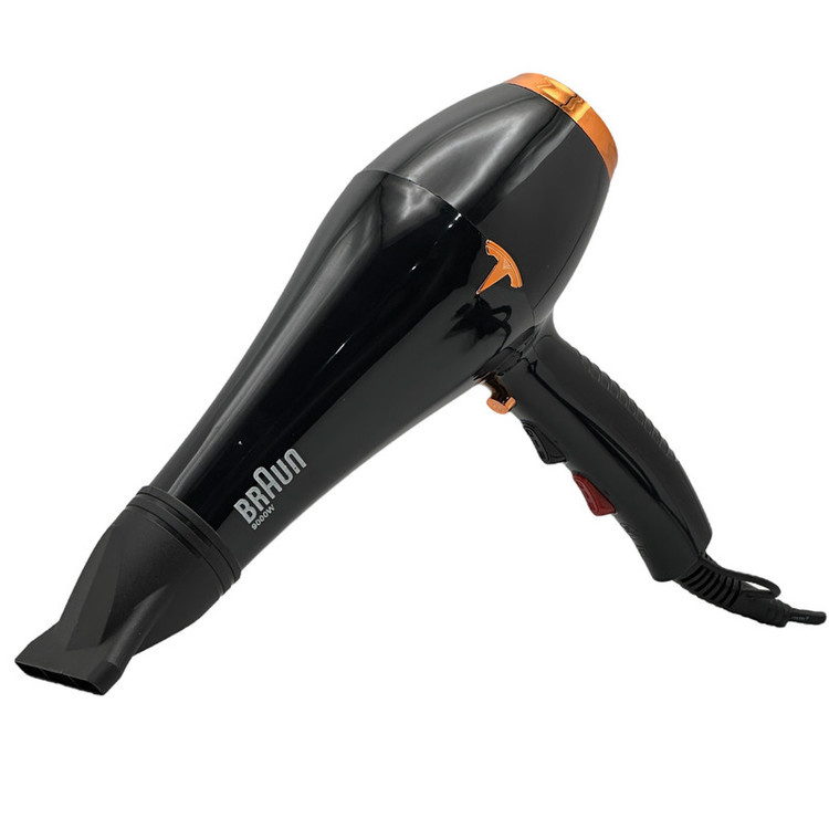 سشوار حرفهای 9000 وات براون مدل BR-700، موتور AC، وزن 650 گرم، المنت فلز، دارای سری متمرکزکننده باریک با ویژگی صافکنندگی، با قابلیت عملکرد توربو