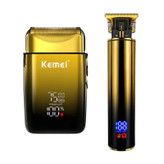 مجموعه 2 عددی ماشین اصلاح موی سر و صورت کیمی مدل KM-2131 با تیغه استیل ضدزنگ، شارژ سریع، تنظیم سرعت، منبع انرژی کابل USB، شامل شیور صفرزن، تریمر حجمزن و خطزن با مدت استفاده 120 دقیقه پس از شارژ