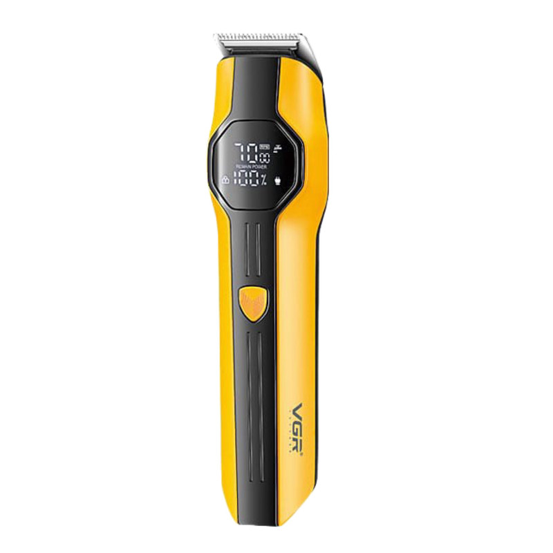 ماشین اصلاح موی صورت و بدن شارژی وی جی ار مدل V-173 با تیغه استیل ضد زنگ، سرعت موتور 7000 RPM، ضد آب، طراحی ارگونومیک، نمایشگر میزان شارژ، باتری 1500 میلی‌آمپر ساعت، شارژ با کابل USB