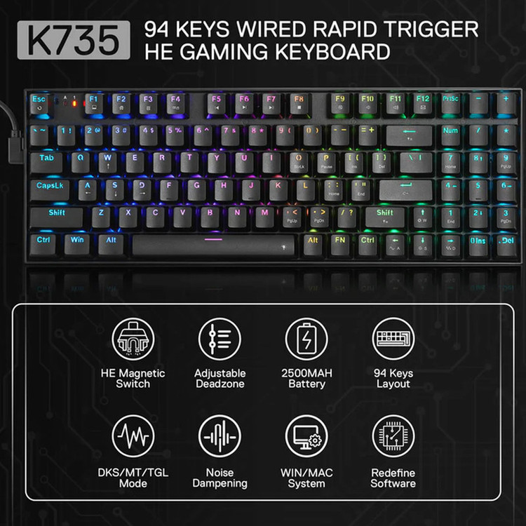 کیبورد گیمینگ ردراگون مدل GHOSTBLADE K735