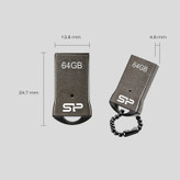فلش مموری سیلیکون پاور مدل Touch T01 ظرفیت 64 گیگابایت حافظه مقاوم ضد آب، ضد شوک و گردوغبار با طراحی فشرده و فناوری COB، ابعاد کوچک و زنجیر محافظ، سازگار با USB 2.0 و انواع سیستمعاملها