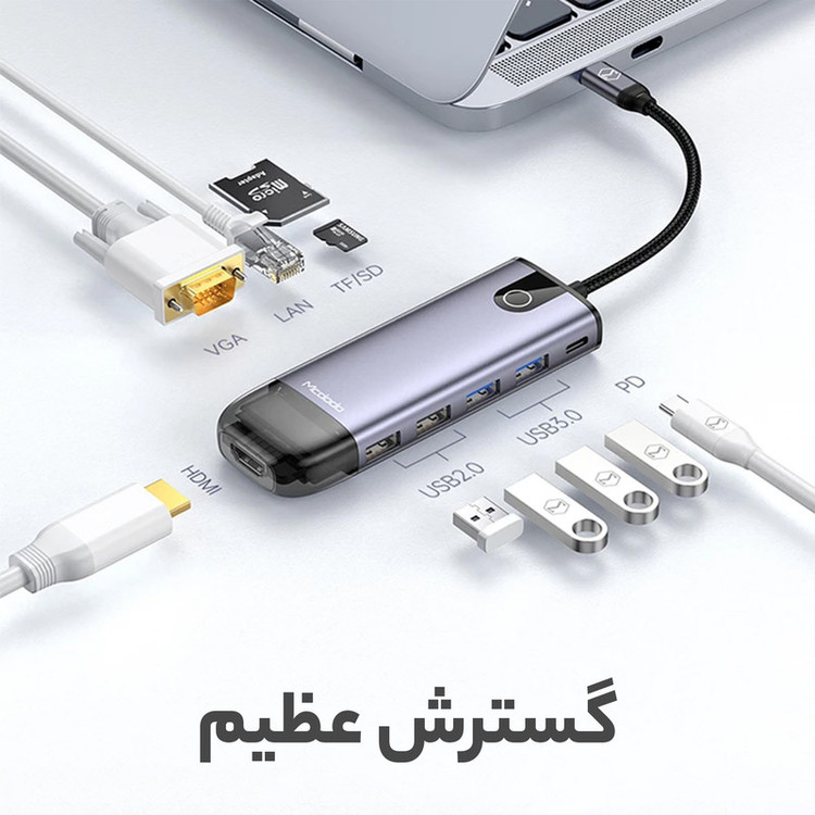 هاب 10 پورت USB-C مک دودو مدل HU-742