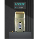 ماشین اصلاح موی صورت وی جی ار مدل V-335 با موتور 4500 دور در دقیقه، 3 تیغه فویلی، باتری 700 میلیآمپر ساعت، نمایشگر شارژ، طراحی ارگونومیک و مقاوم در برابر آب با قابلیت استفاده زیر دوش و شارژ USB