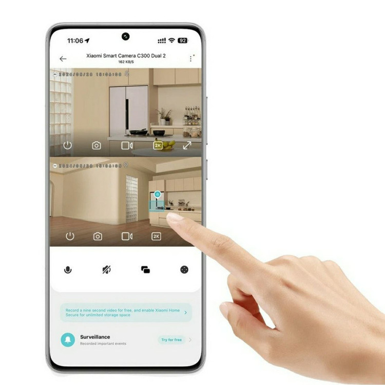 دوربین مداربسته تحت شبکه بیسیم شیائومی مدل C300 Dual MJSXJ22CM با لنز 3 مگاپیکسل، رزولوشن 1296×2304 پیکسل، پشتیبانی از کارت حافظه 16 تا 256 گیگ و اتصال Wi-Fi و بلوتوث