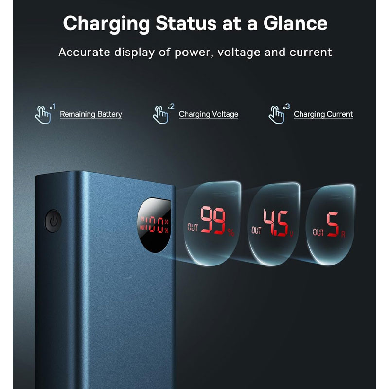 پاوربانک 65 وات بیسوس مدل PPADM65-S ظرفیت 20000 میلی آمپر ساعت به همراه کابل USB-C به USB-A