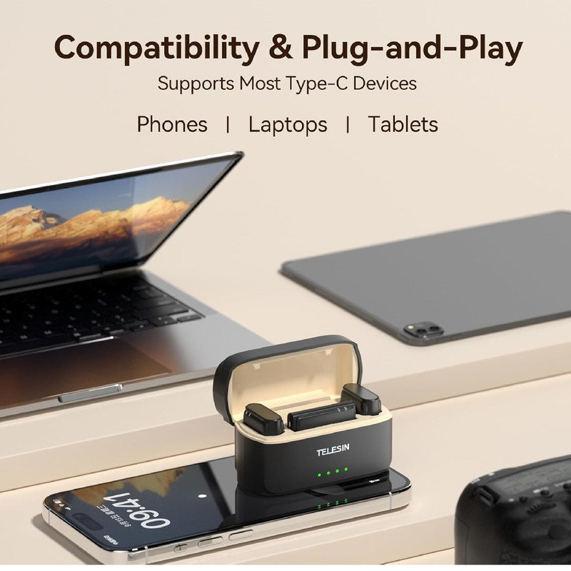 ست میکروفن بی سیم تلسین مدل P5-MCP-01 با درگاه اتصال Type-C