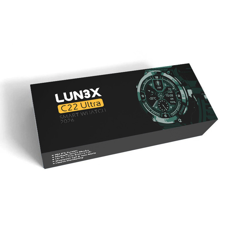 ساعت هوشمند 48 میلی متری لونکس مدل C22ULTRA با بند سیلیکونی