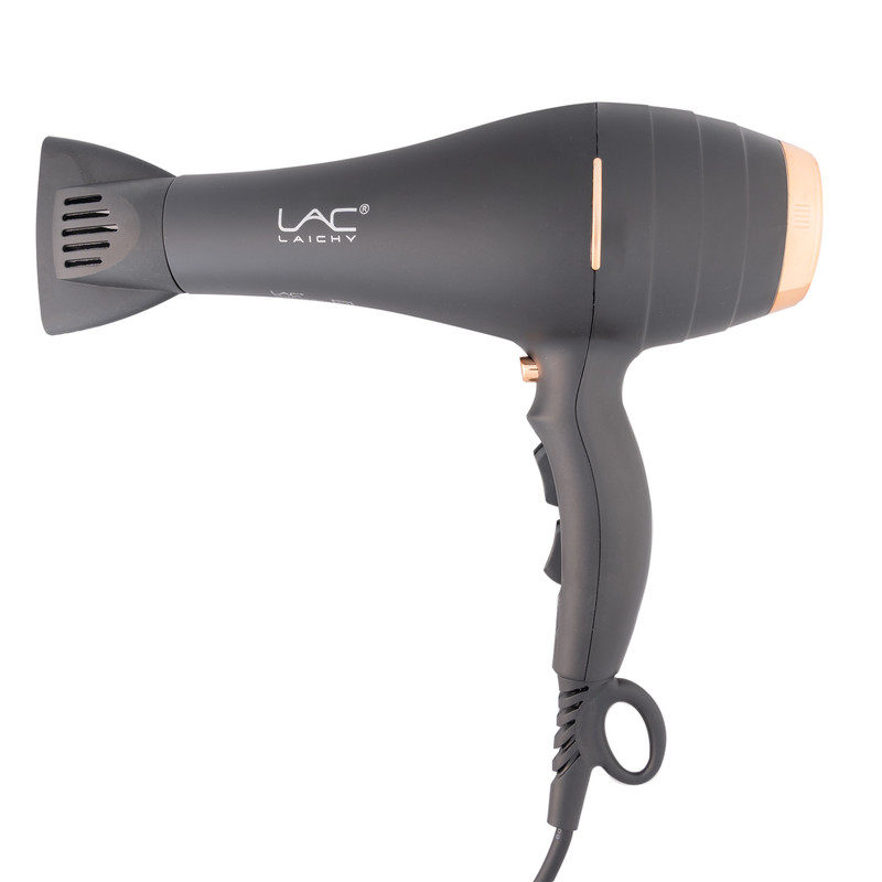 سشوار حرفه‌ای لاک لایچی مدل L-9010 با توان 2200 وات، موتور AC قدرتمند، دو حالت سرعت و دما، عملکرد یونی، دکمه باد سرد، سیستم جلوگیری از گرم شدن بیش از حد، همراه با متمرکزکننده باریک و پهن، رنگ مشکی مات
