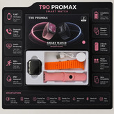 ساعت هوشمند T90 PRO MAXبا 2بند اضافه