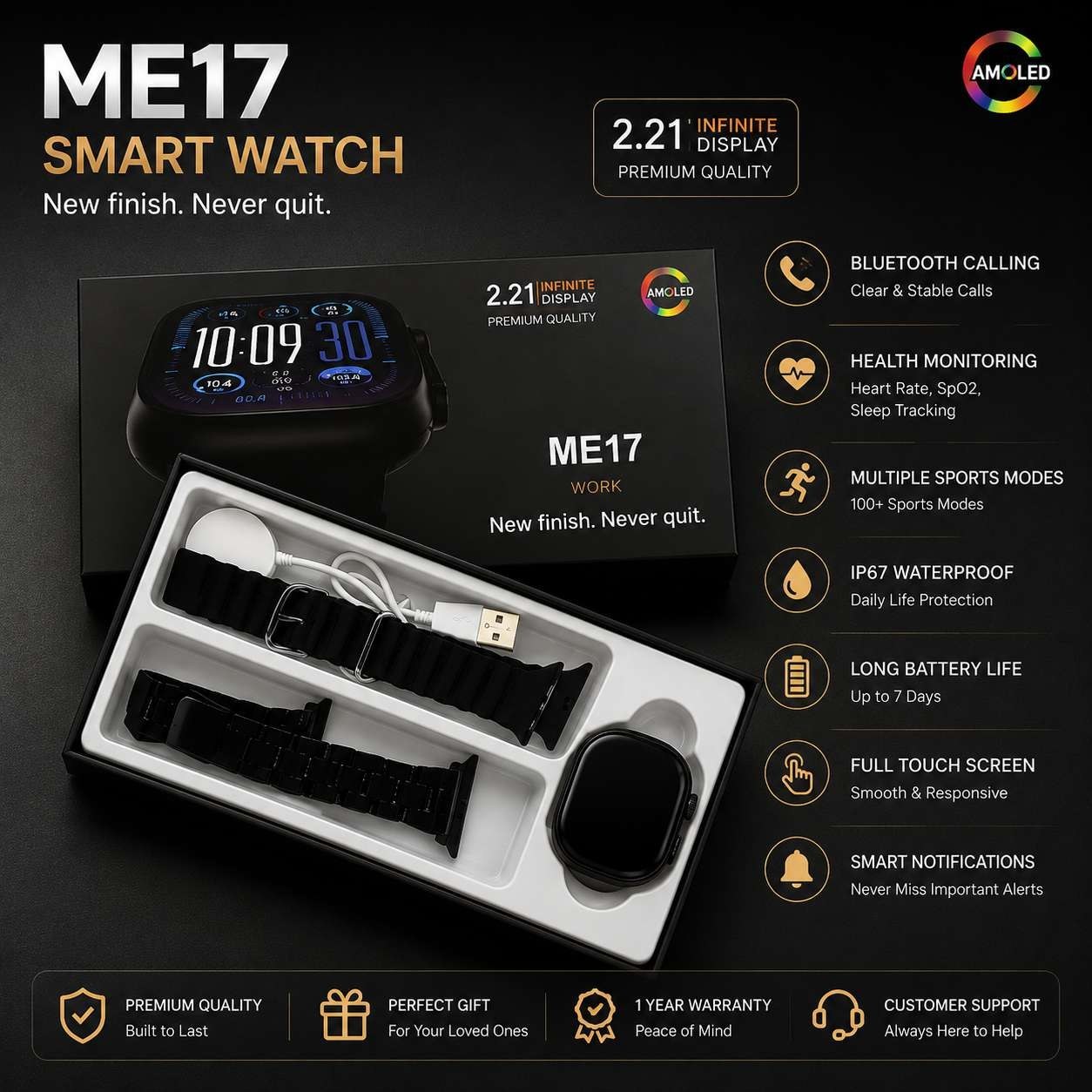 ساعت هوشمند ME17 با بند اضافه فلزی کنار ساعت