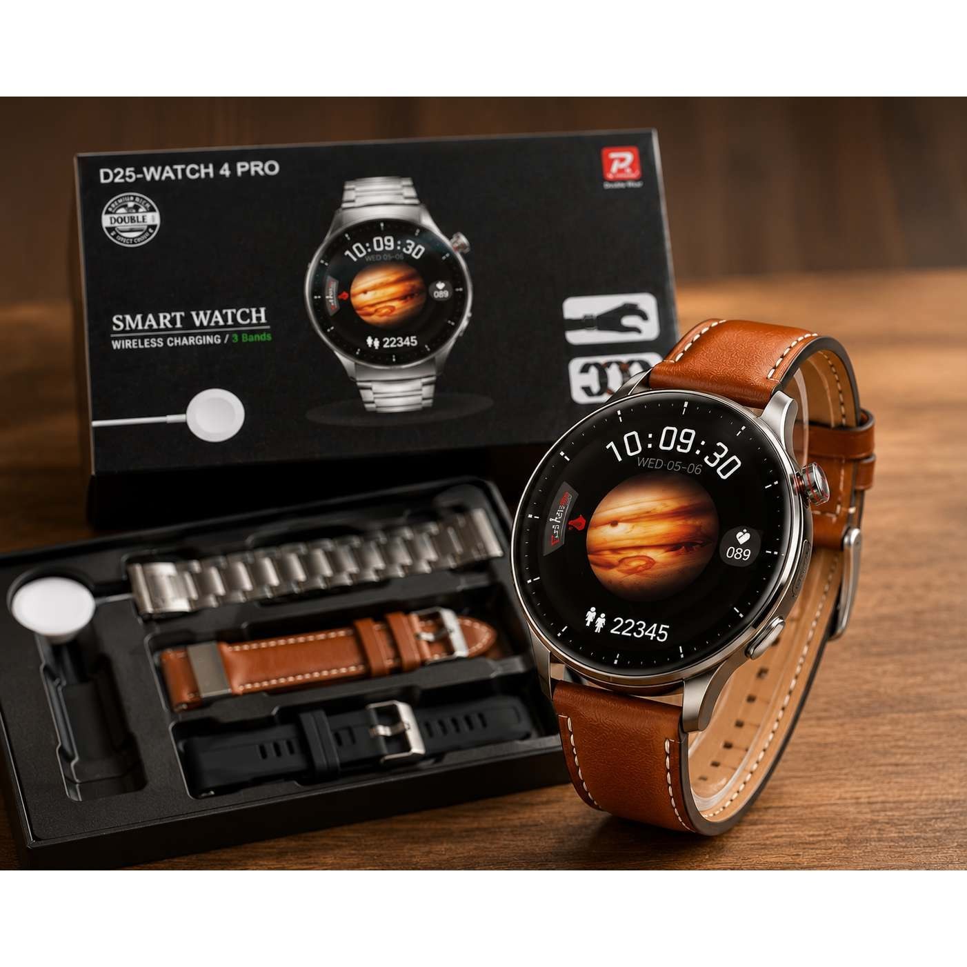 ساعت هوشمند D25 watch 4 pro با 3 بند اضافه و صفحه گرد