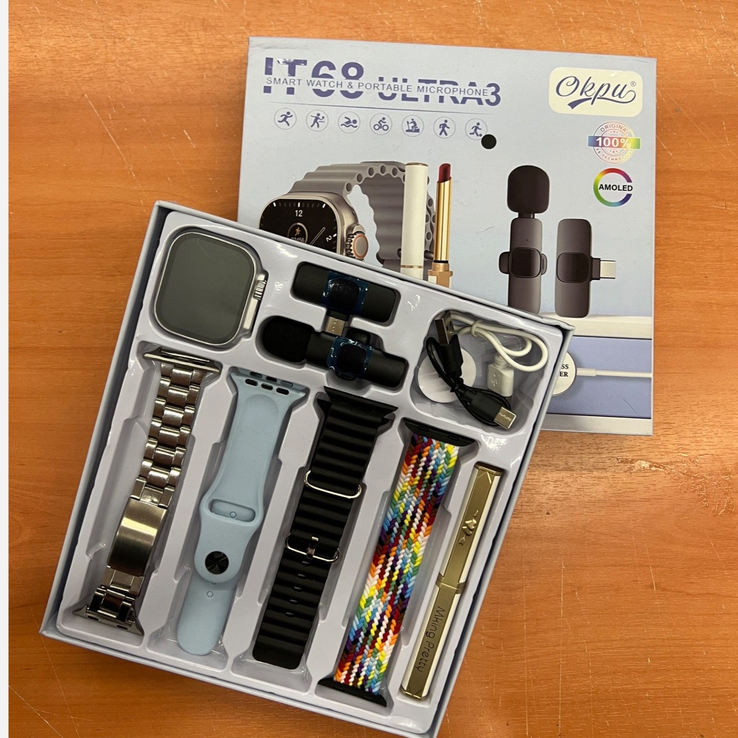 ساعت هوشمند IT 68 ultra با 4 بند اضافه با رز لب