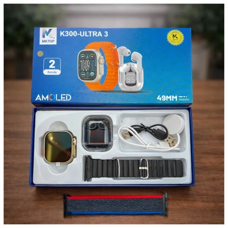 ساعت هوشمندK300 ultra با 2 بند اضافه