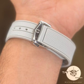 ساعت مردانه زنانه امگا سواچ عطارد Mercury طوسی بند رابر قفل امگایی سه موتوره کرنو باگارانتی omega swatch ساعت مچی