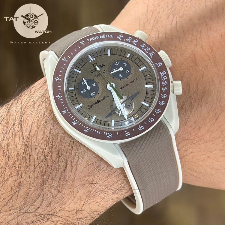 ساعت مردانه زنانه امگا سواچ زحل Saturn بند رابر قفل امگایی سه موتوره کرنو باگارانتی جعبه ارسال omega swatch ساعت مچی
