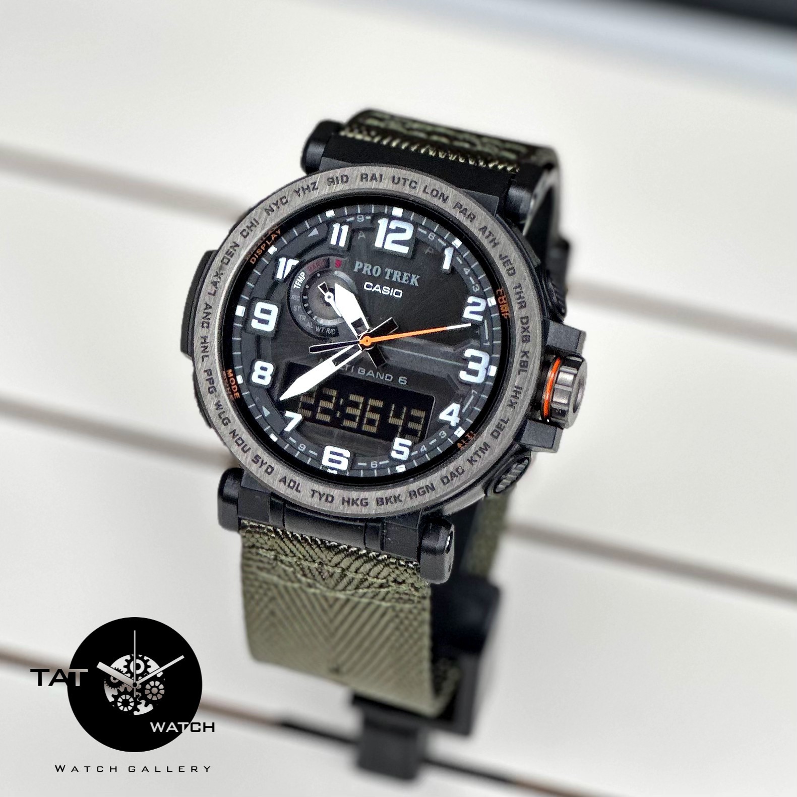 ساعت مردانه کاسیو پروترک PRG601 باجعبه موتور ژاپن قطبنما دماسنج فول آپشن رنگبندی Casio ساعت مچی Protrek