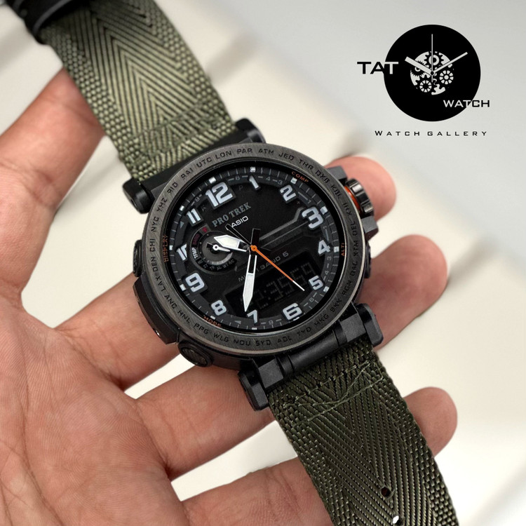 ساعت مردانه کاسیو پروترک PRG601 باجعبه موتور ژاپن قطبنما دماسنج فول آپشن رنگبندی Casio ساعت مچی Protrek