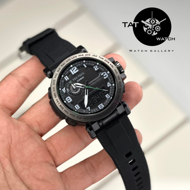 ساعت مردانه کاسیو پروترک PRG601 باجعبه موتور ژاپن قطبنما دماسنج فول آپشن رنگبندی Casio ساعت مچی Protrek