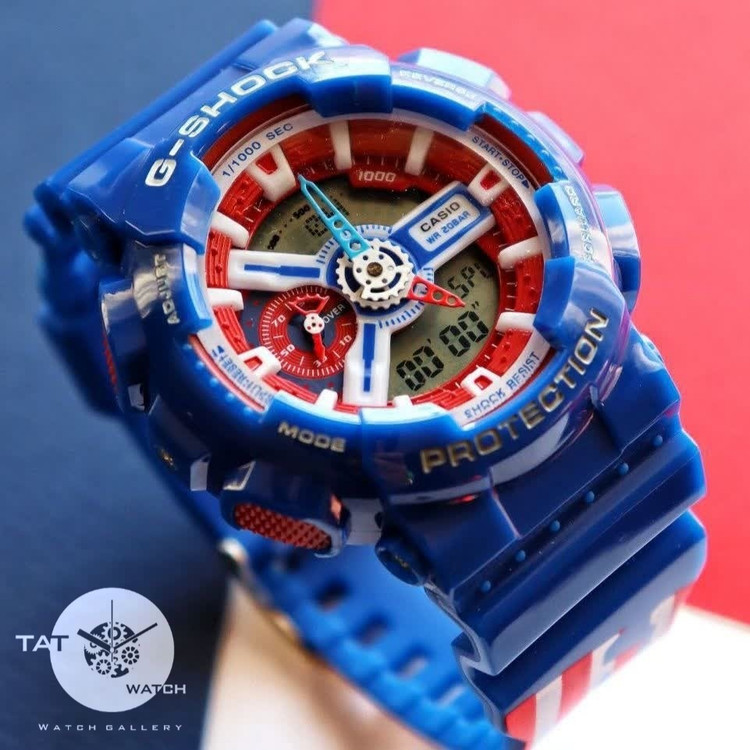 ساعت مچی جیشاک شخصیت کاپیتان آمریکایی یک سال گارانتی موتور ژاپن G-Shock با50 رنگبندی