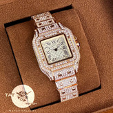 ساعت مچی زنانه کارتیر فول نگین رزگلد دارای گارانتی و جعبه و ارسال رایگان CARTIER