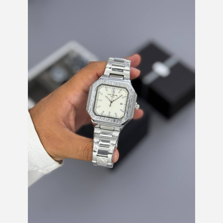 ساعت مچی مردانه پتک فیلیپ کوبیتوس مربع شب نما رنگ ثابت قفل مخفی PATEK PHILIPE