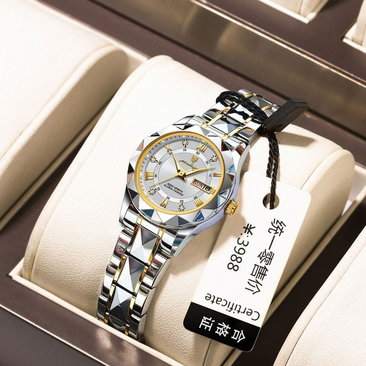 ساعت مچی زنانه پودگار اورجینال دوتقویم رنگ ثابت ضداب شب نماکیفیت عالی POEDAGAR