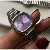 ساعت مچی زنانه نایدوnaidu منیمال بند استیل کرکره ایی مربع سفید شیک