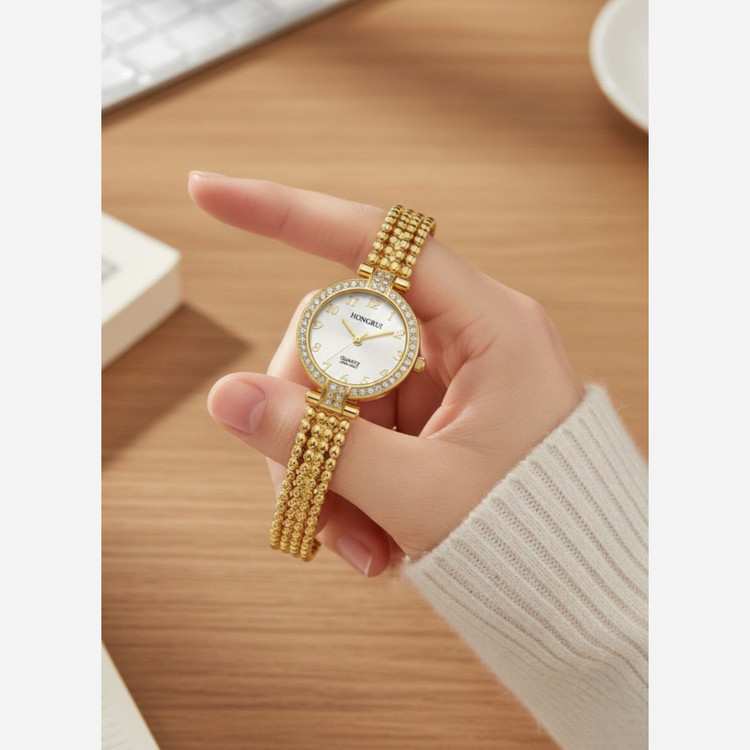 ساعت مچی زنانه هانگری بند استیل قفل دستتبندی شیشه تراش رنگ ثابت کیفیت عالی