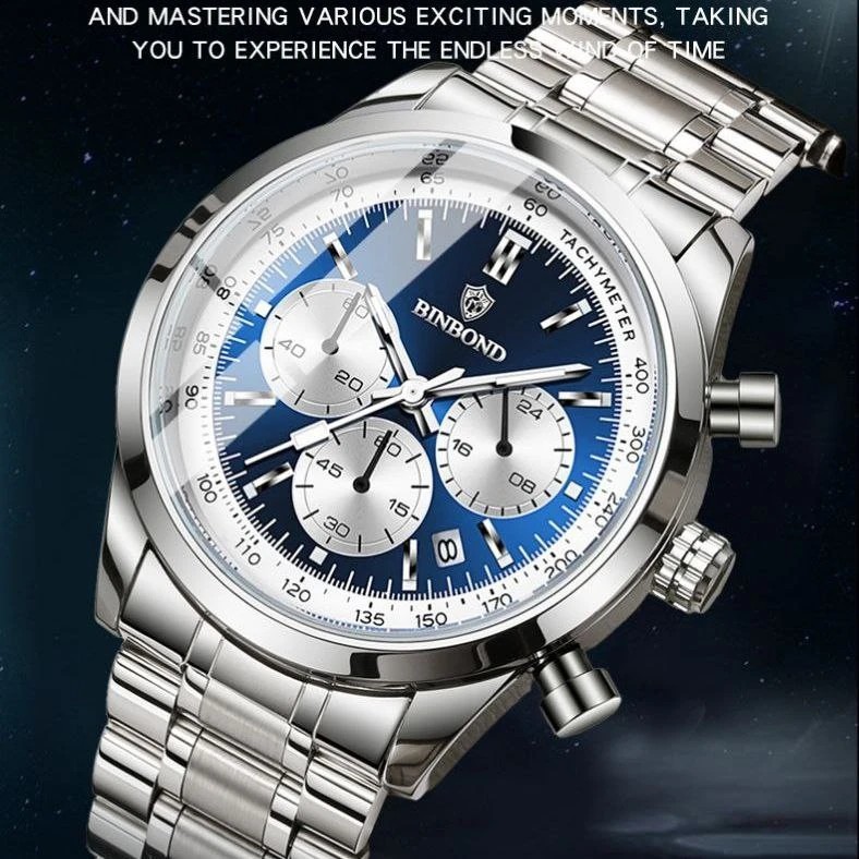ساعت مچی مردانه اورجینال بین باند سه موتور فعال شب نما اصلیBIN BOND