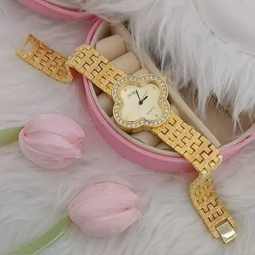ساعت مچی زنانه ونکلیف طلایی و نقره ای رنگ ثابت+باتری اضافی